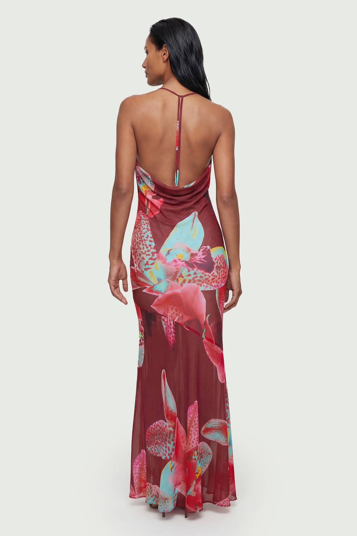 KarenMillen Robe de Plage Nuisette Petite en Georgette de Viscose à Imprimé Floral Photographique