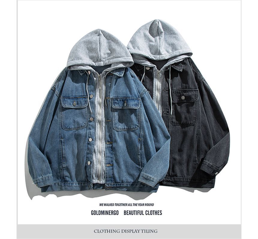 Yelmenor - Tweedelig gewassen denimjack met capuchon