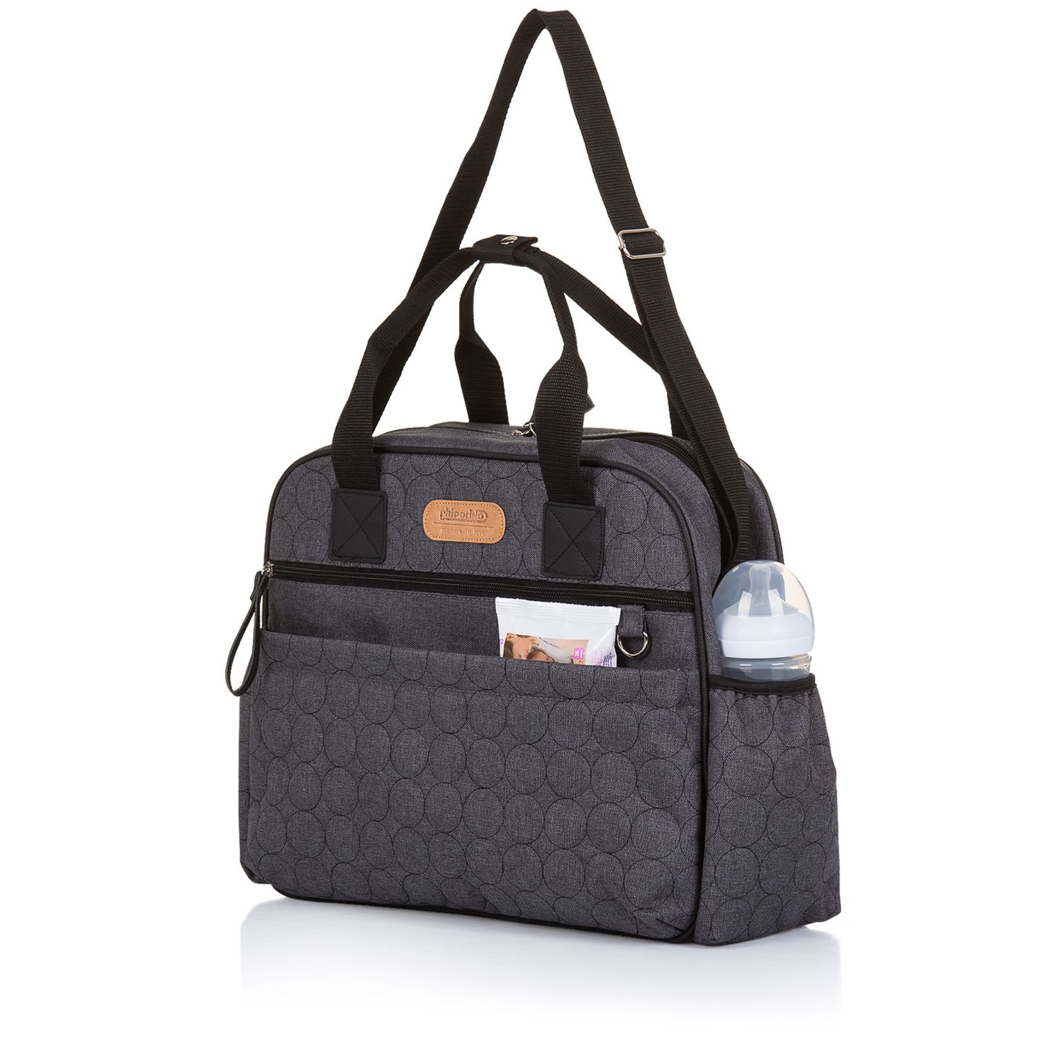 Chipolino Wickeltasche Handtasche universal, Wickelunterlage Reißverschluss grau