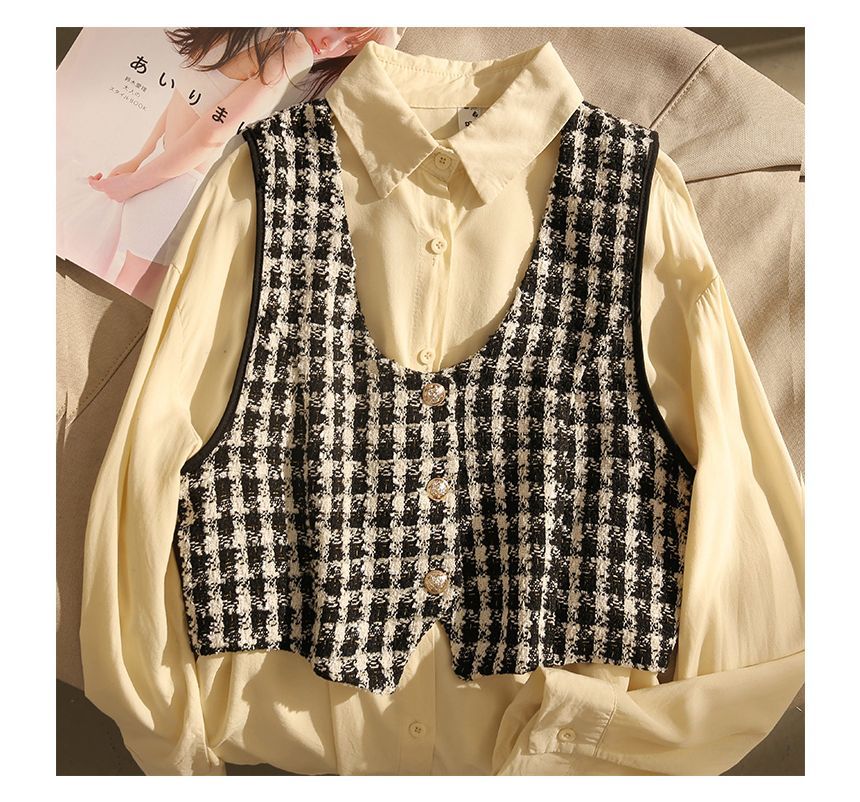 Eranellah - Geruit cropped vest