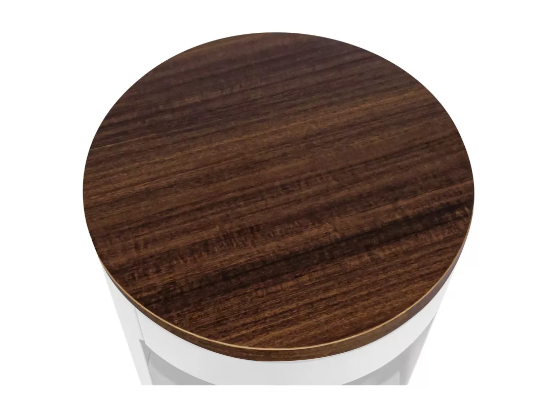 Ottaviano - Cheminée au bioéthanol de sol avec double étagère en bois mélaminé, ø 40xH67,5 cm couleur blanc