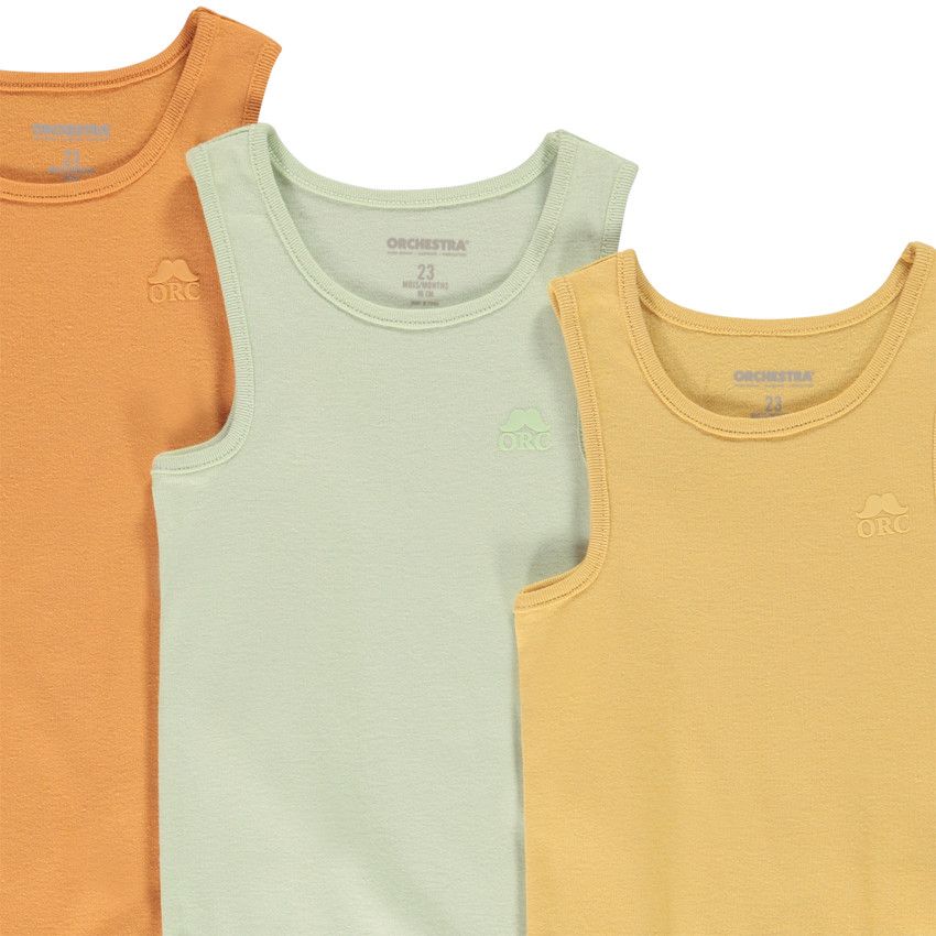 Lot de 3 bodies sans manches unis pour bébé garçon - Jaune