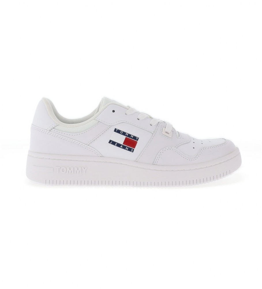 Tênis Tommy Jeans Retro de Couro Basket Ess Branco