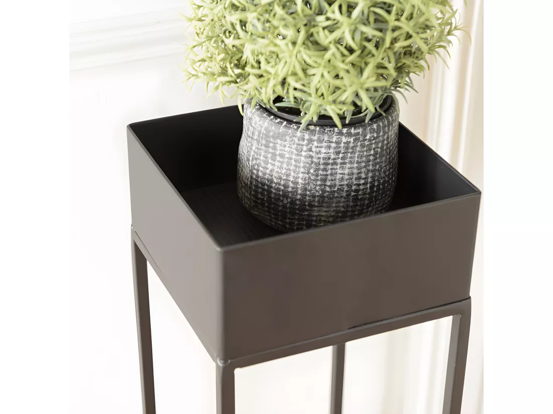 DALY - Sellette carrée / porte plantes MM noire piètement métal