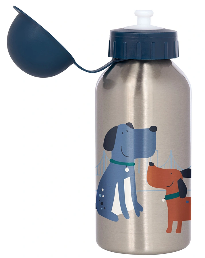 Edelstahl-Trinkflasche HUND 0,4l in metallic