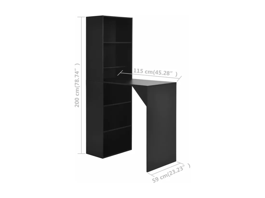 Table de bar avec armoire Noir 115 x 59 x 200 cm
