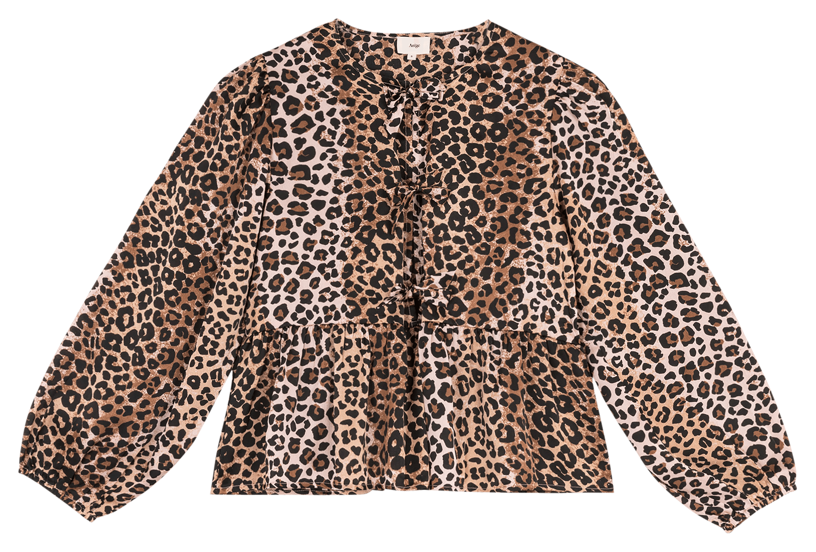SOMELIE - Blouse col rond à imprimé léopard | Marron