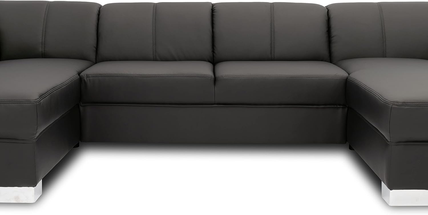 DOMO. collection Wohnlandschaft Star, Sofa in U-Form, Longchair rechts, Couch in Kunstleder, 304 x 150 x 150 cm (BxTxH), schwarz