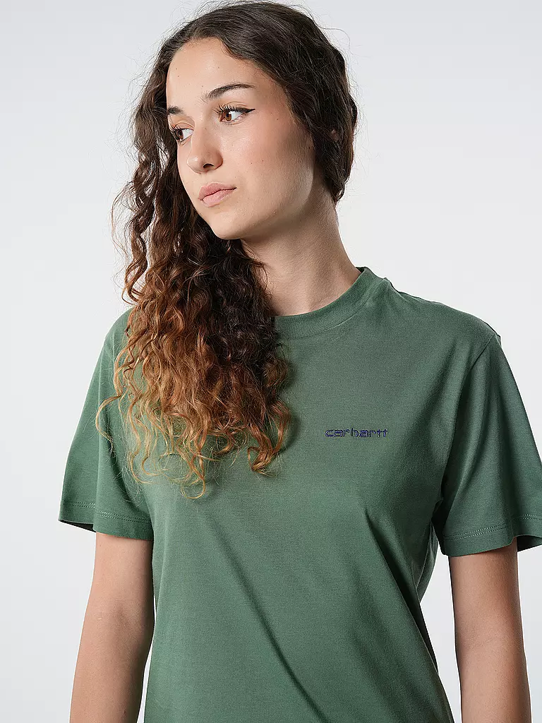 CARHARTT WIP T-Shirt SCRIPT EMBROIDERY dunkelgrün