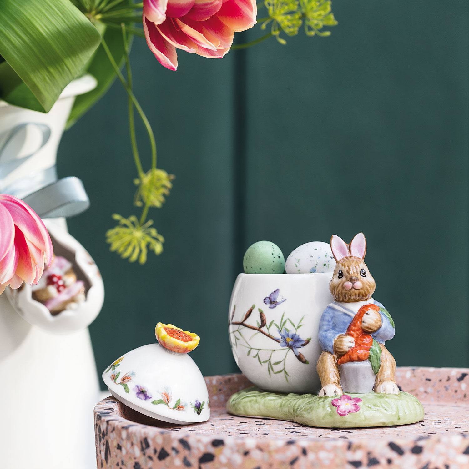 Bunny Tales Round jar Green, 4.4'' x 2.6'', porcelain