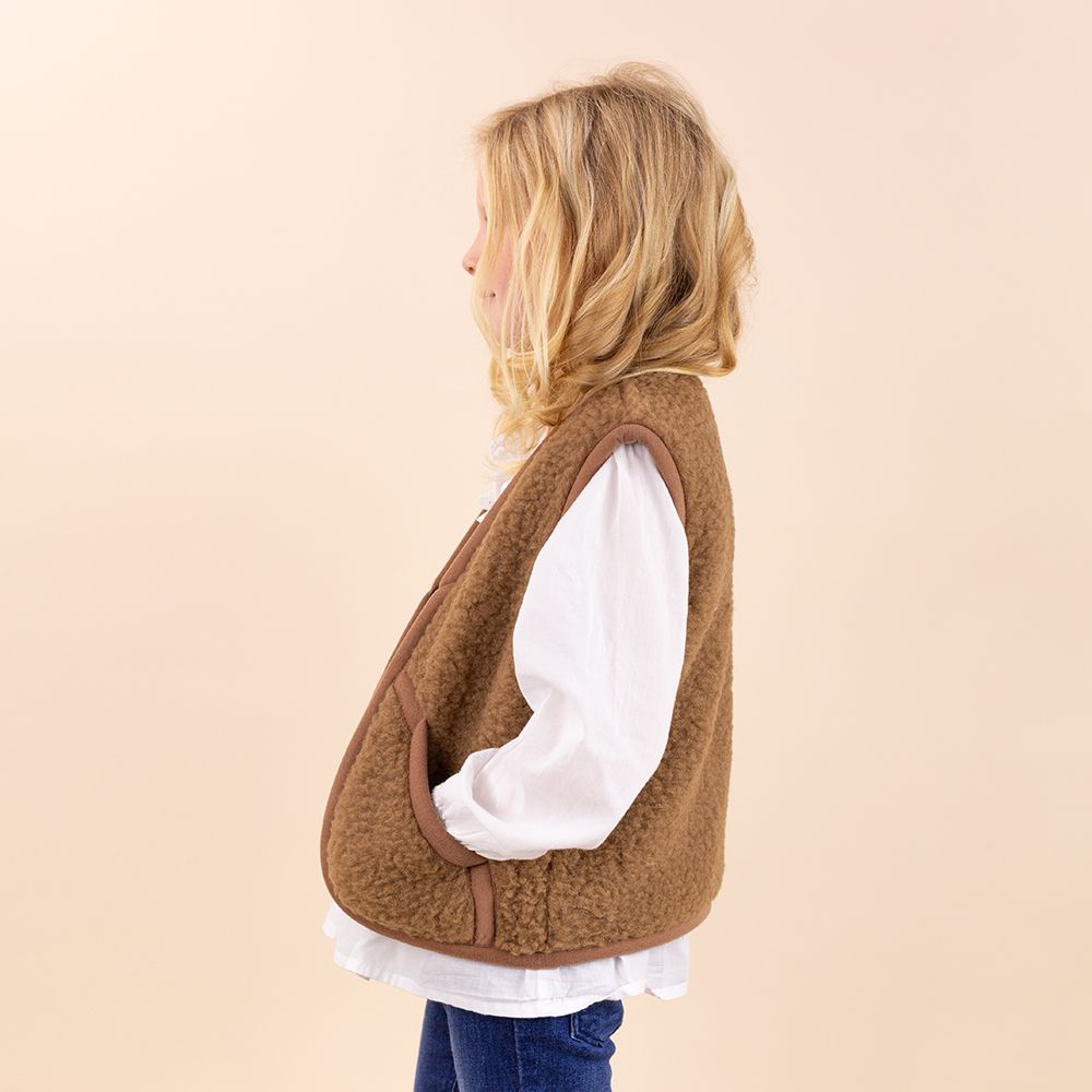 Moonrise kids wollen vestje met rits bruin
