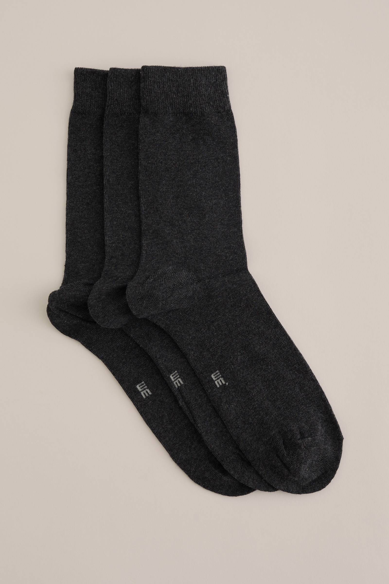 sokken, 3-pack WE Fashion Donkergrijs gemeleerd