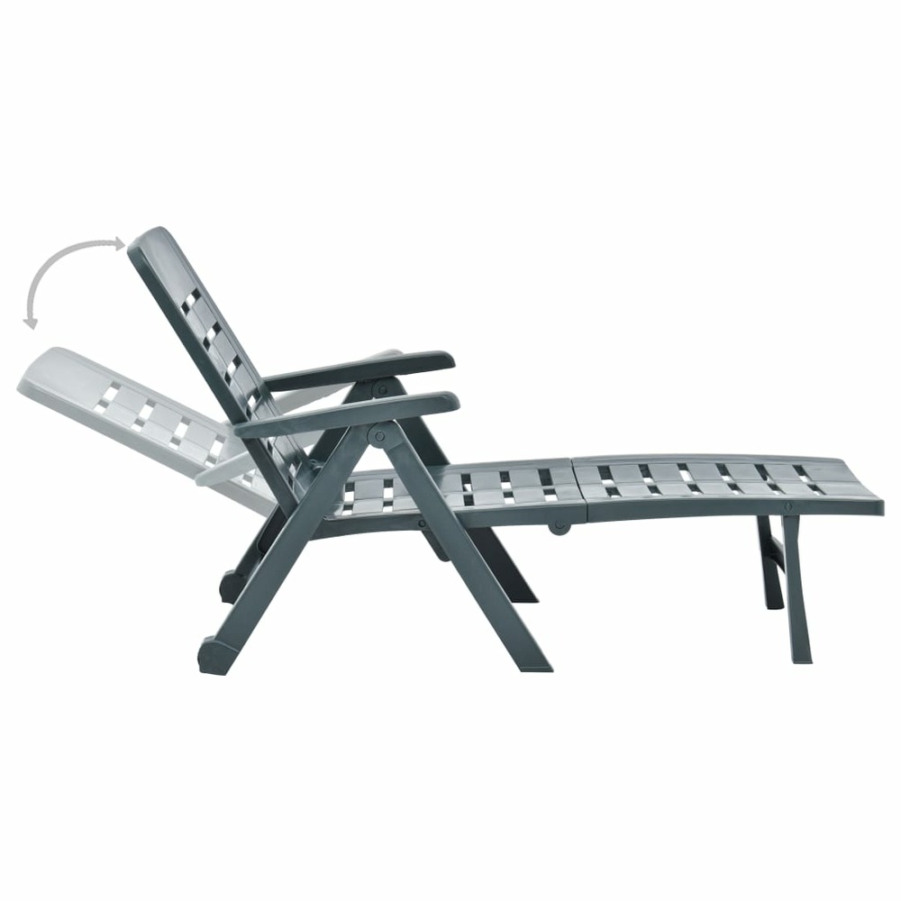 Transat chaise longue bain de soleil lit de jardin terrasse meuble d'extérieur pliable plastique vert