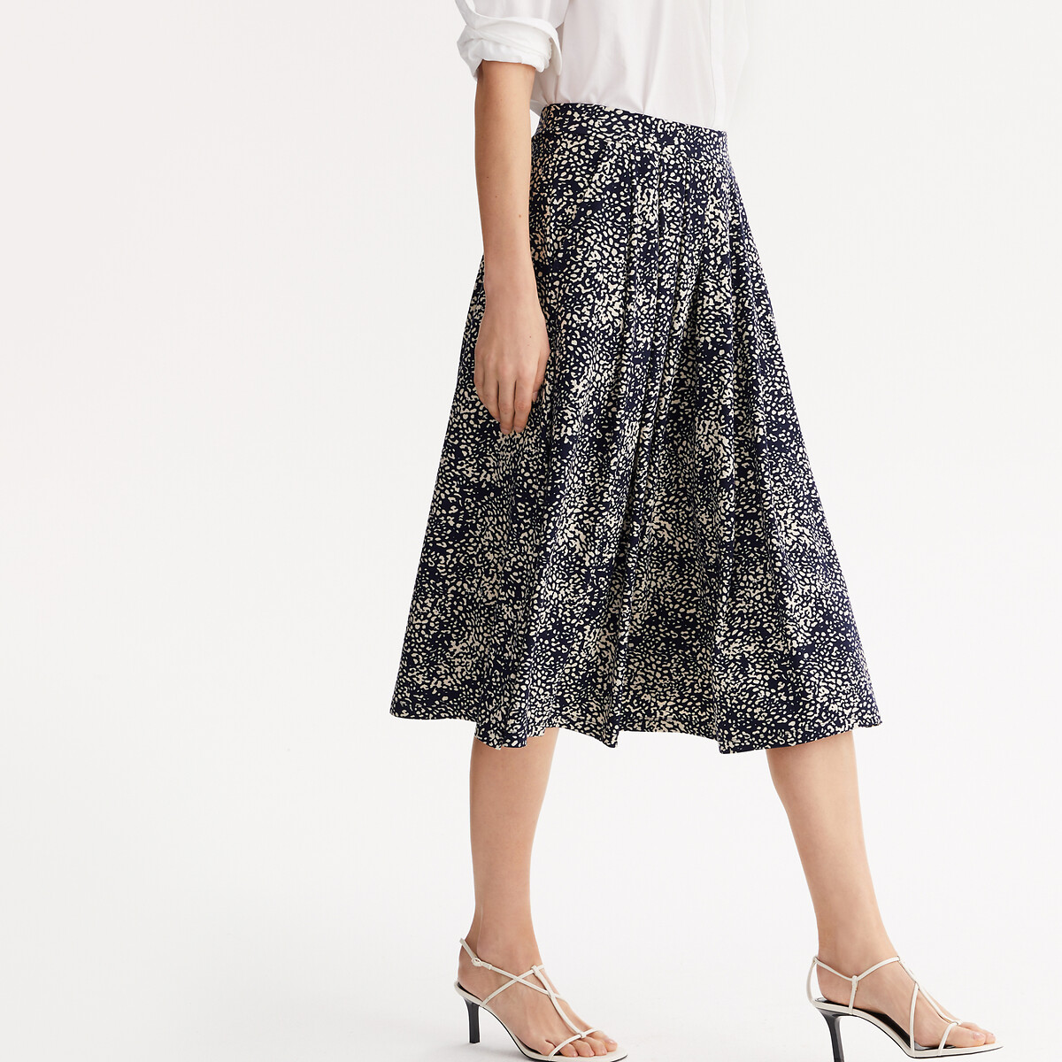 ANNE WEYBURN<br>Saia ampla com estampa floral, comprimento midi