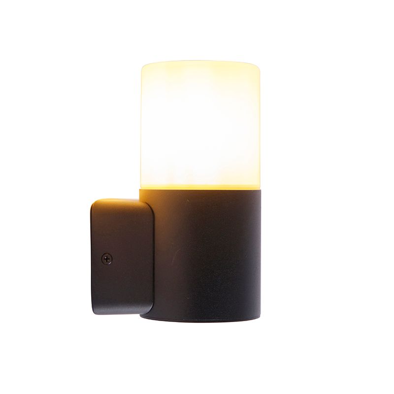 Moderne buiten wandlamp zwart met opaal kap IP44 - Odense