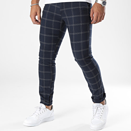 Pantalon A Carreaux Bleu Marine