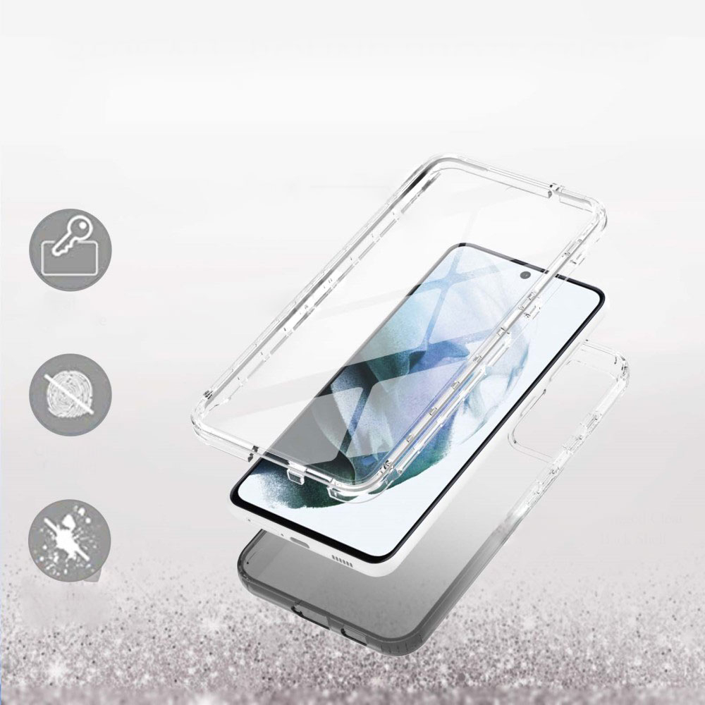 (2-tlg.) Samsung Galaxy S21 FE 5G Hybrid TPU Hülle mit Farbverlauf - Schwarz / Transparent