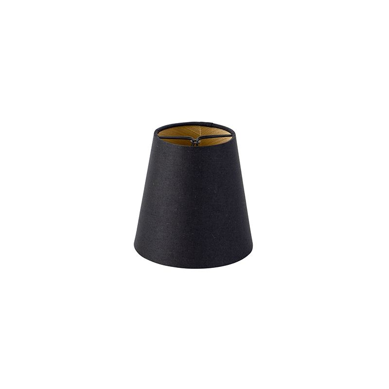 Katoenen klemkap zwart 12 cm rond met gouden binnenkant