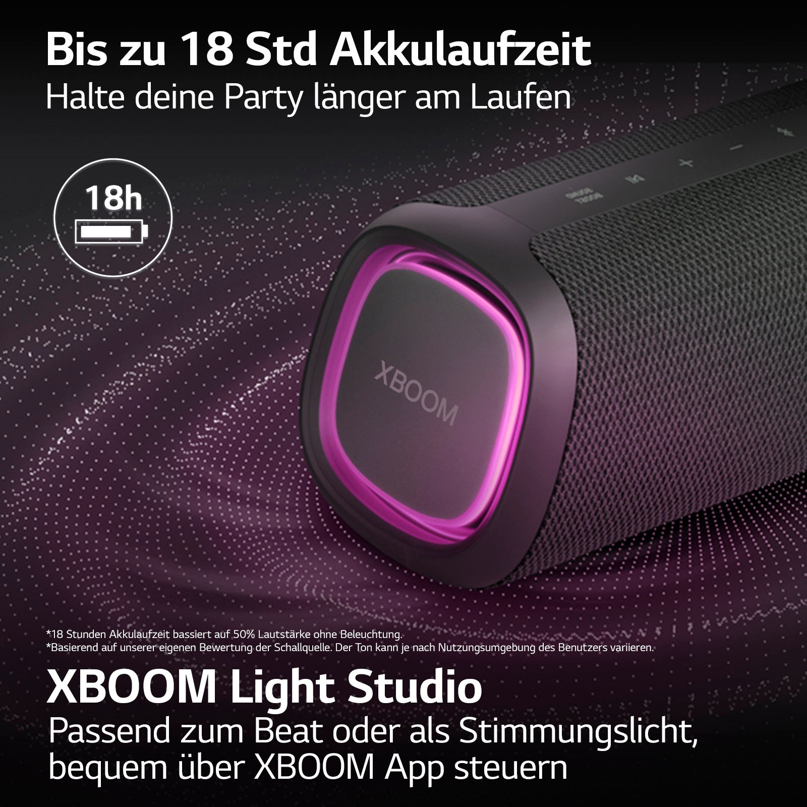 LG Lautsprecher »XBOOM Go DXG5« 1.0 (Bluetooth App-Steuerung | Bassregelung | Beleuchtungseffekte | Equalizer | Multipoint Anbindung | Sprachsteuerung | Wireless Party Connect 20 W)