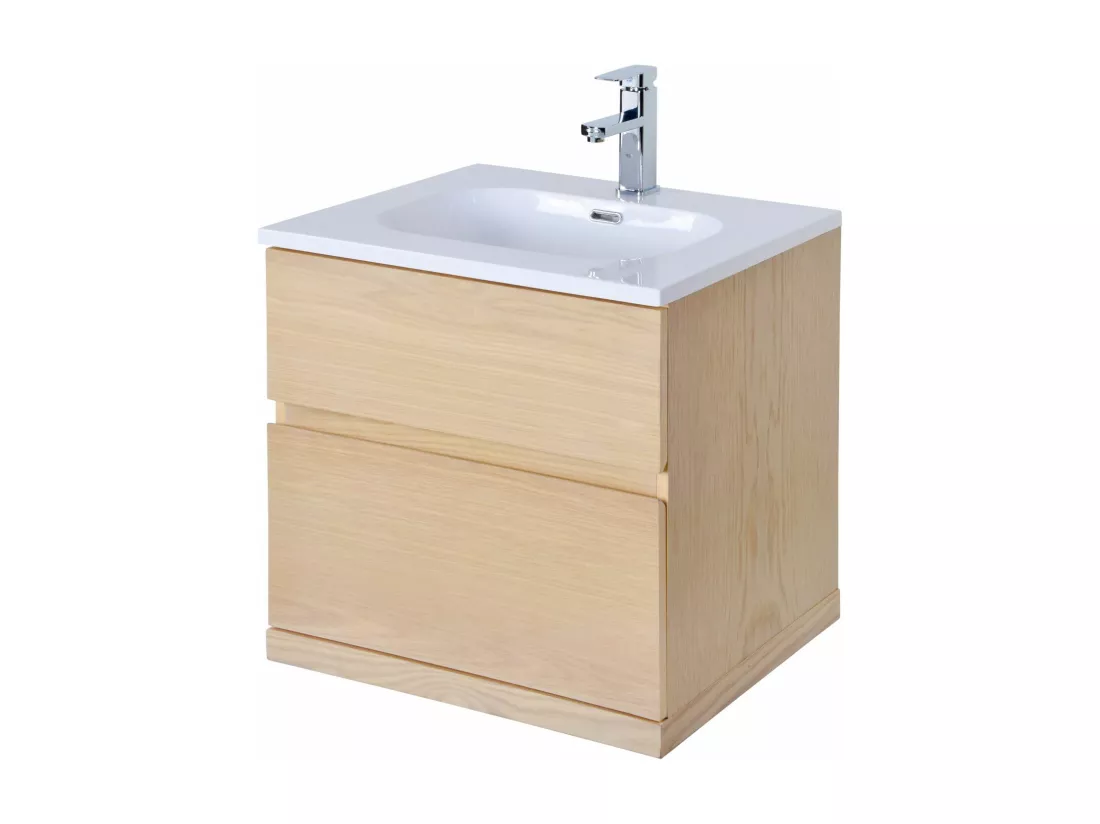 Meuble simple vasque suspendu chêne 60 cm ENIO