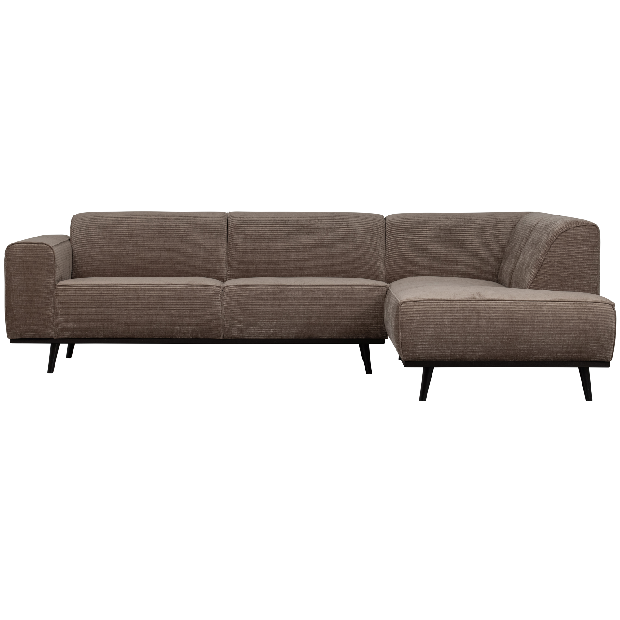 Statement Hoekbank Rechts - Platte Brede Rib - Taupe