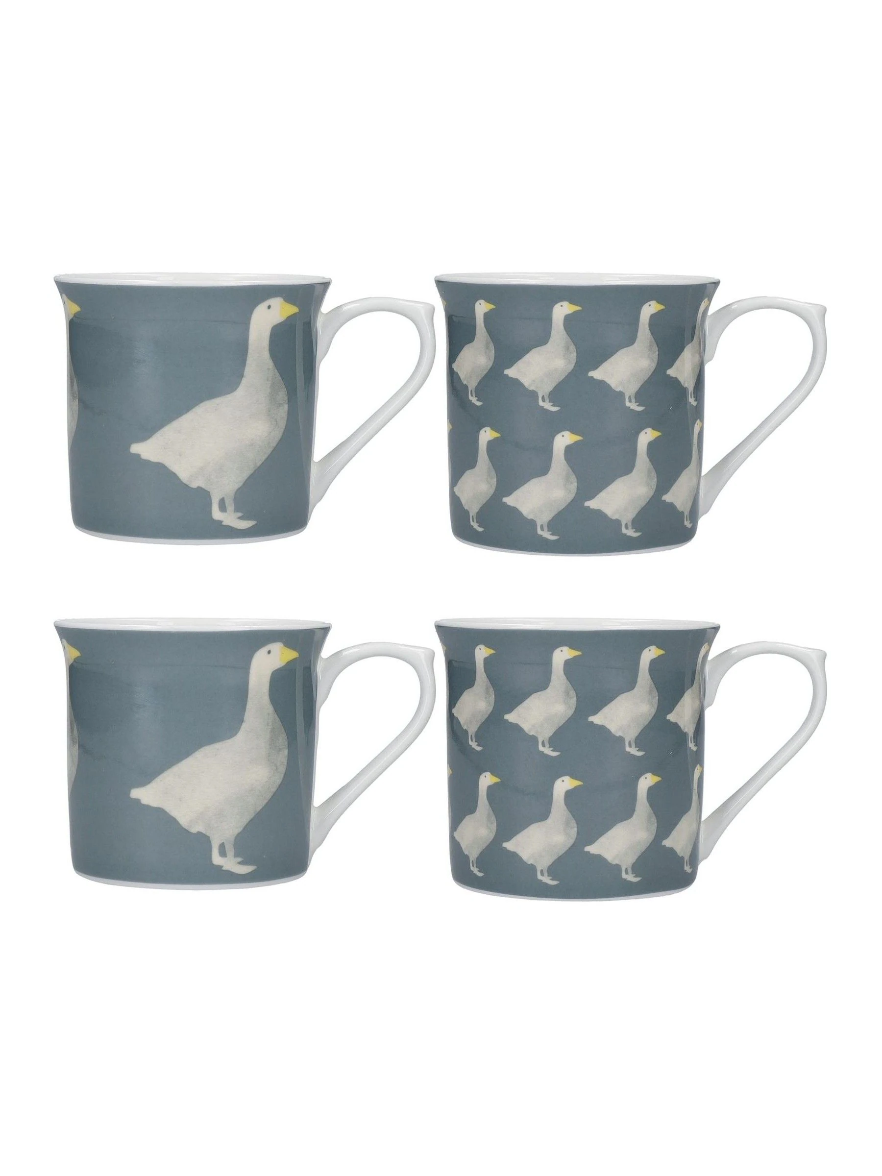 Kitchencraft Set of 4 Goose Patterned Bone China Mugs