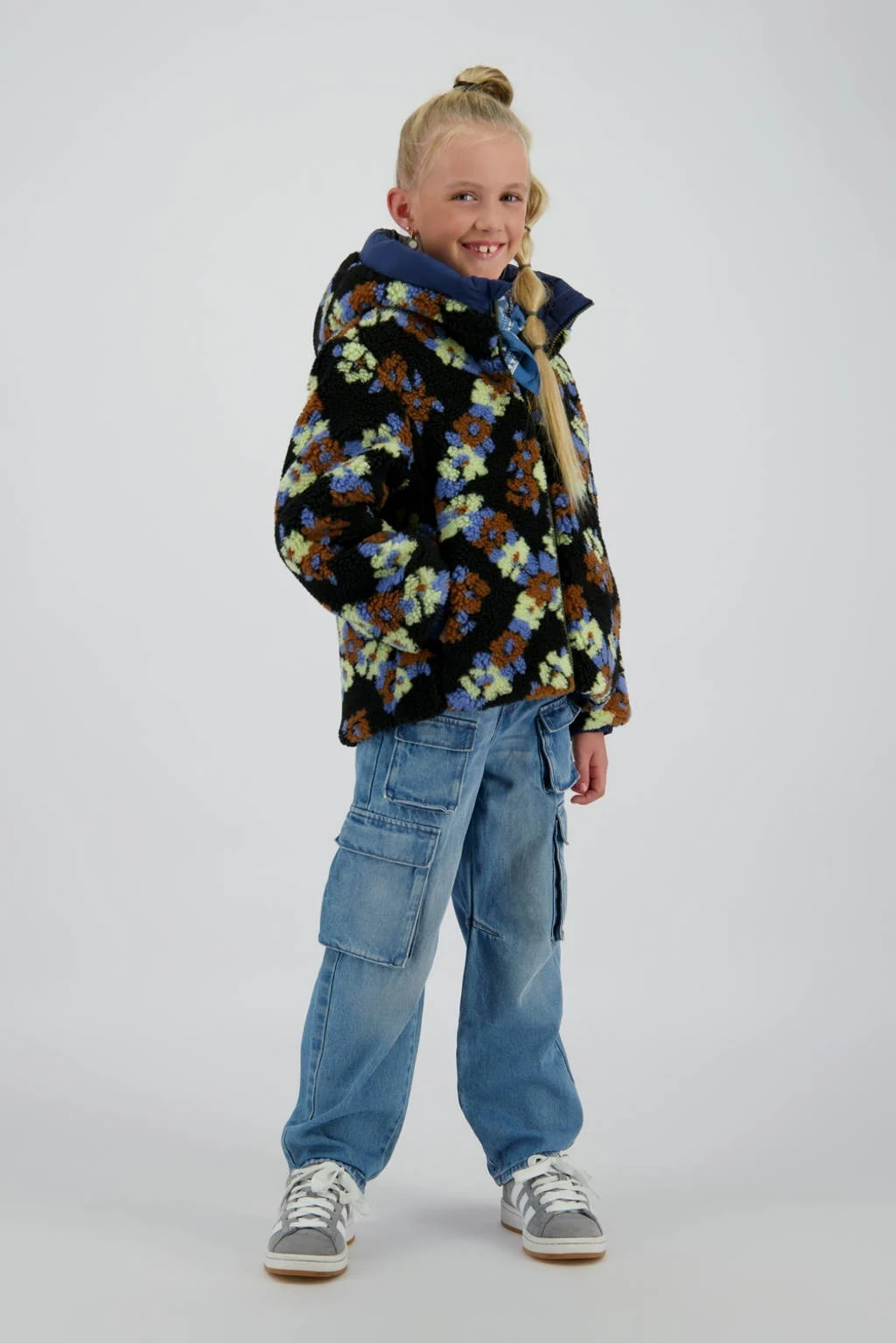 Vingino teddy reversible jas blauw
