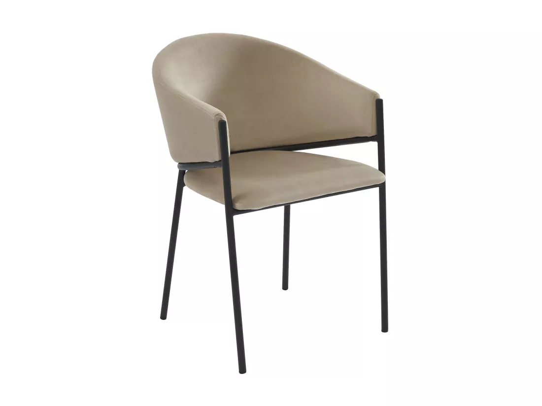 Lot de 2 chaises avec accoudoirs en velours et métal noir - Beige - ORDIDA de Pascal MORABITO