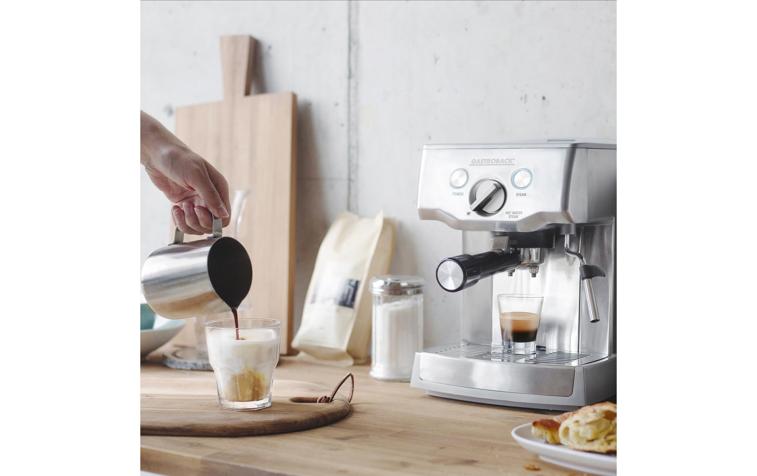 Siebträgermaschine Design Espresso Pro Silber<br>Elegante Espresso Maschine