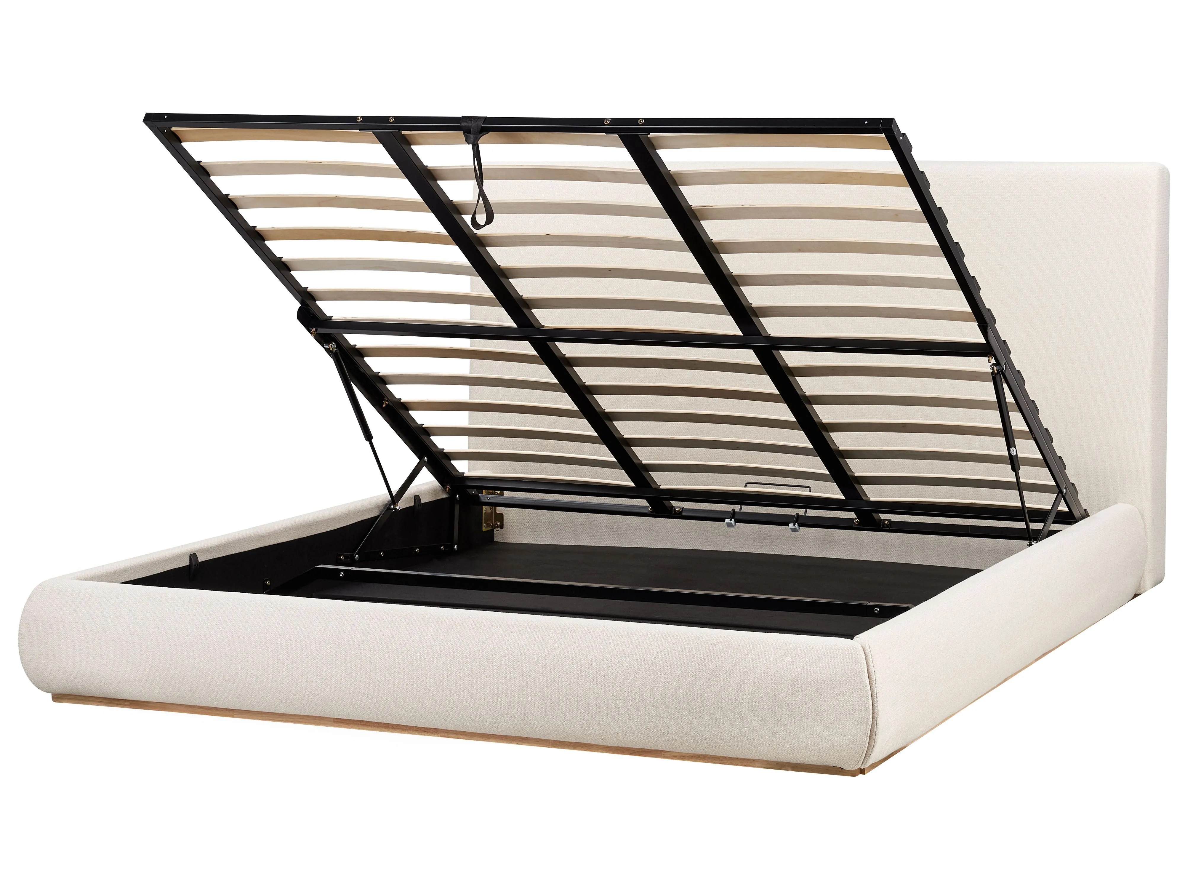 Bed met opbergruimte Stof CAMPAGNE 180 x 200 cm Lichtbeige
