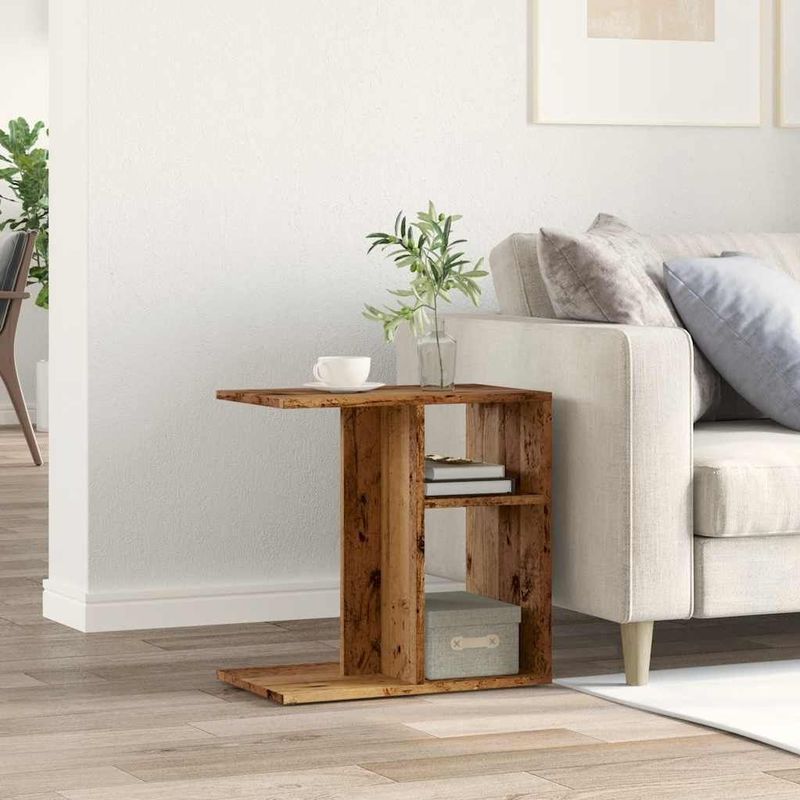 vidaXL - Bijzettafel - Oud Houtkleurig - Bewerkt Hout - 50x30x50 cm