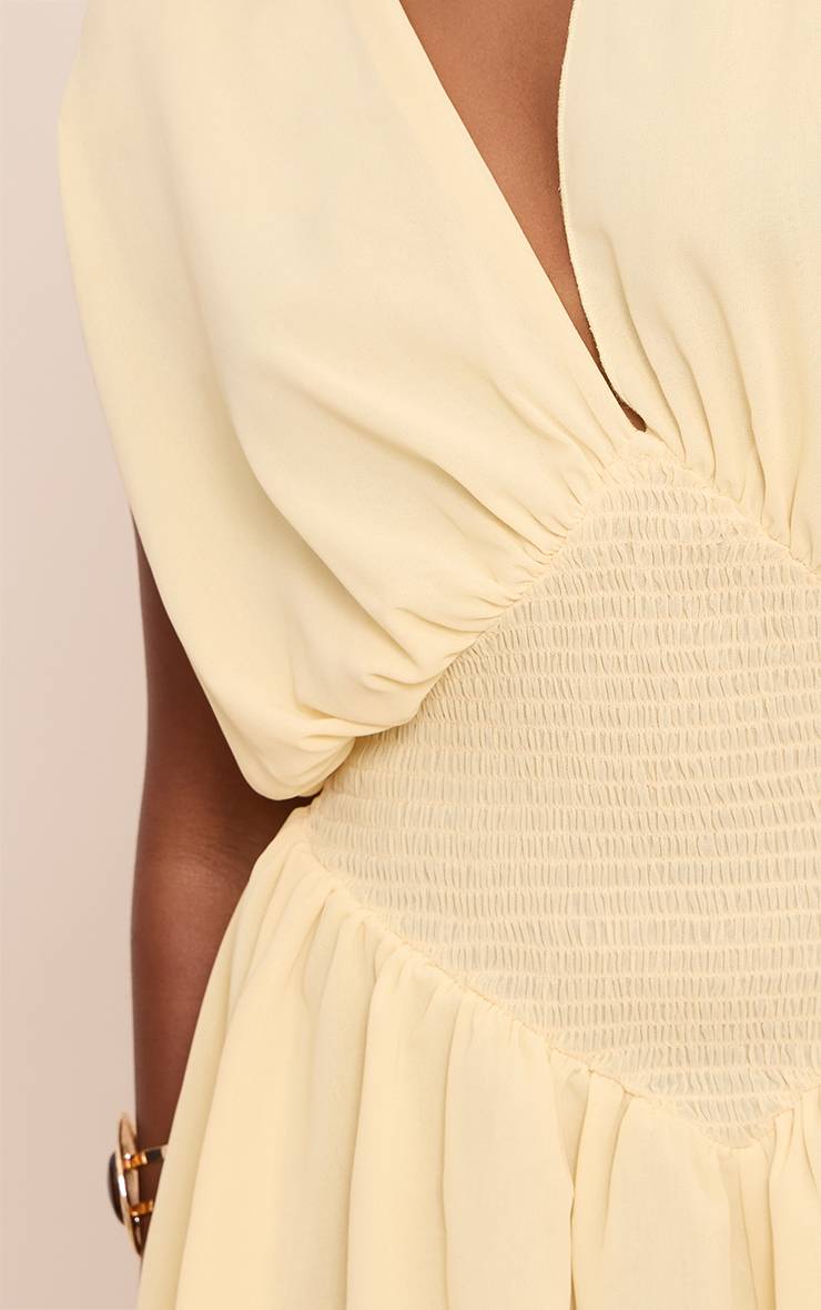 Citron Combi-short En Mousseline À Col V Taille Froncée Et Volants