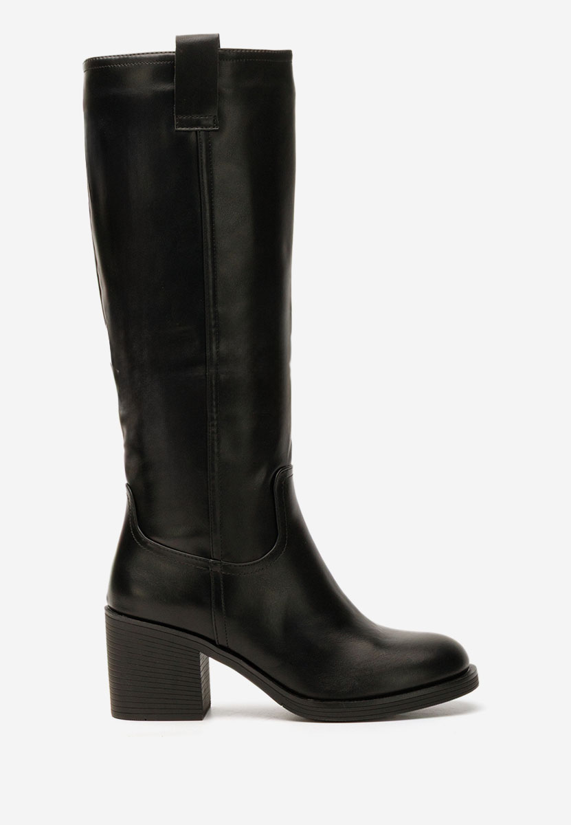 Bottes à talon carré noirs Yoana