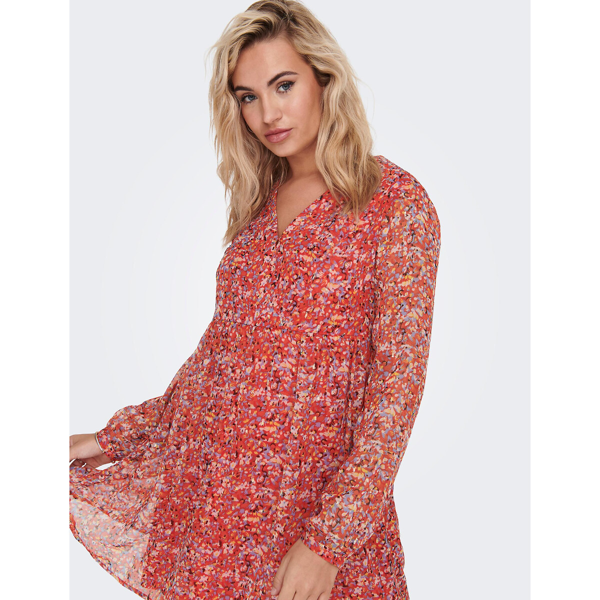 SOMENTE<br>Vestido estampado com decote em V
