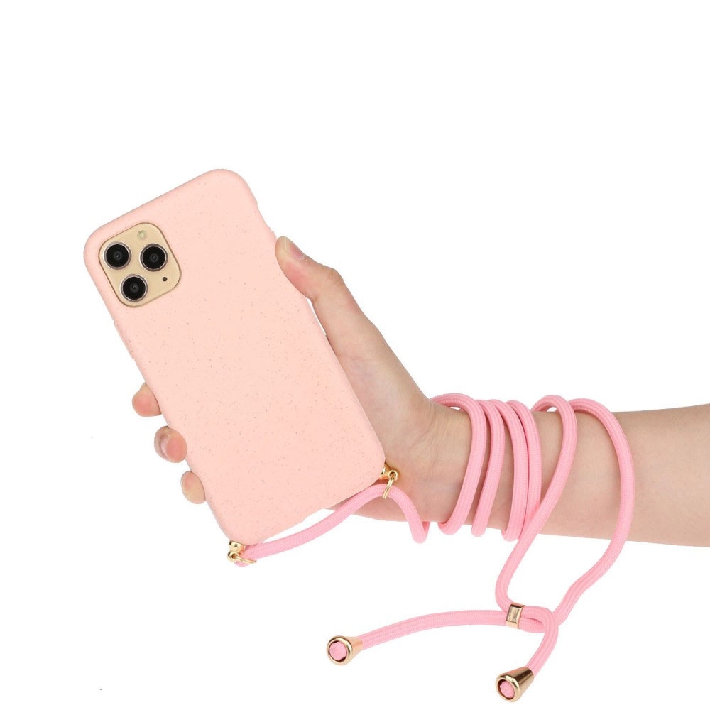 iPhone 12 / iPhone 12 Pro Necklace Bio Gummi Case Hülle Eco Friendly Nachhaltig Kompostierbar   Handykette (150cm) - Rosa