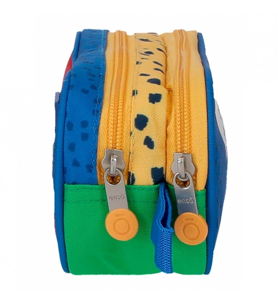 Estojo para lápis Enso Jungle Club com dois compartimentos, azul