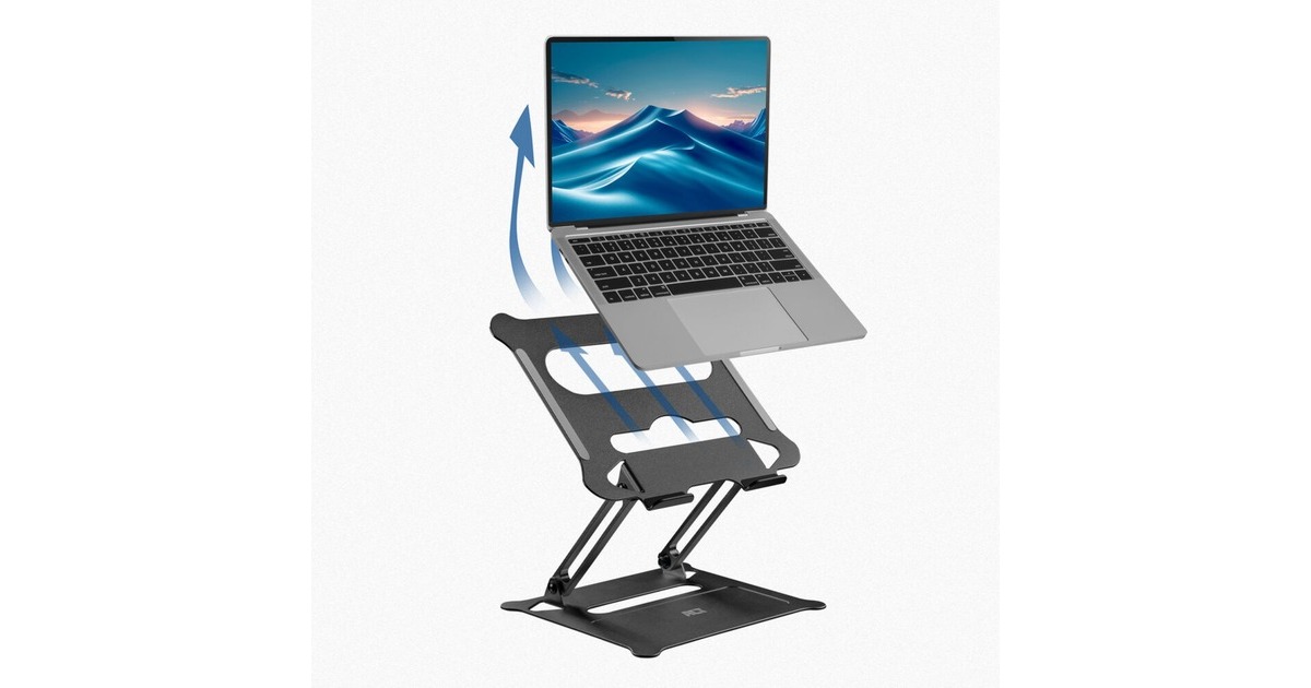 ACT ConnectivityLaptopstandaard, aluminium, inklapbaar, traploos in hoogte verstelbaar  (Zwart)