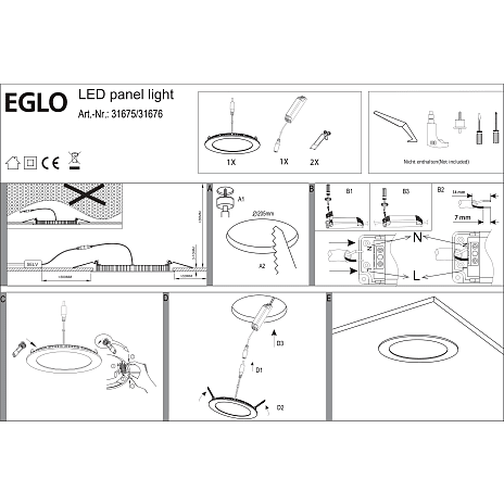 Fueva 1 indbyg led 16,5w børstet stål