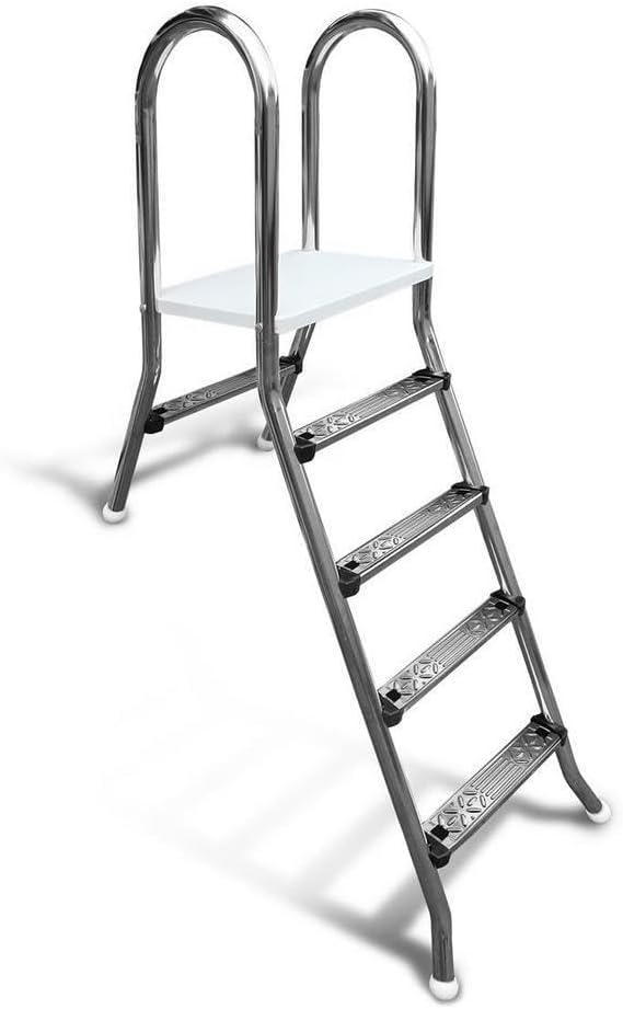 Poolleiter Classic 120/40 cm I 1x4 + 1x1-stufig I V2A Edelstahl Leiter Treppe