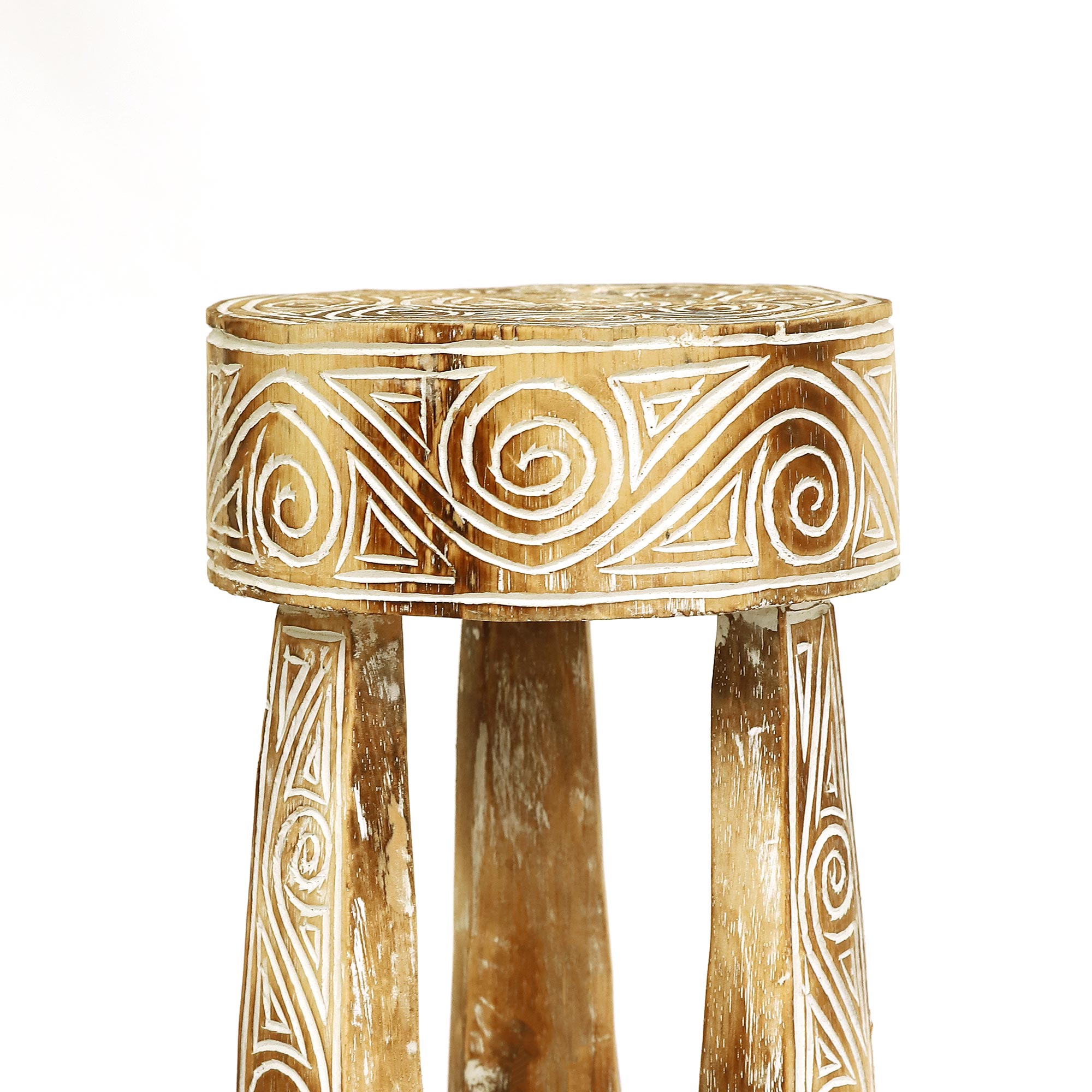 Hocker 'Toraja', natur, weiß, H 48 cm, Ø 27 cm von fischer's lagerhaus