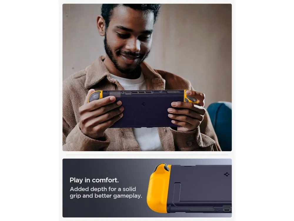 Spigen Nano Pop, Cover, Nintendo, Marineblå, Gul, Polykarbonat (PC), Termoplastisk polyurethan (TPU), Nintendo Switch 2