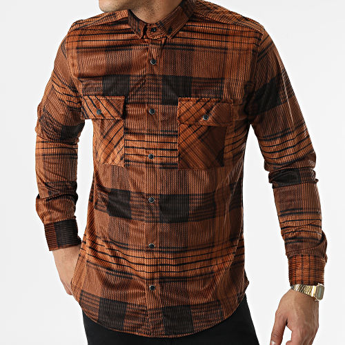Chemise Manches Longues A Carreaux Y-3560-09 Marron Noir
