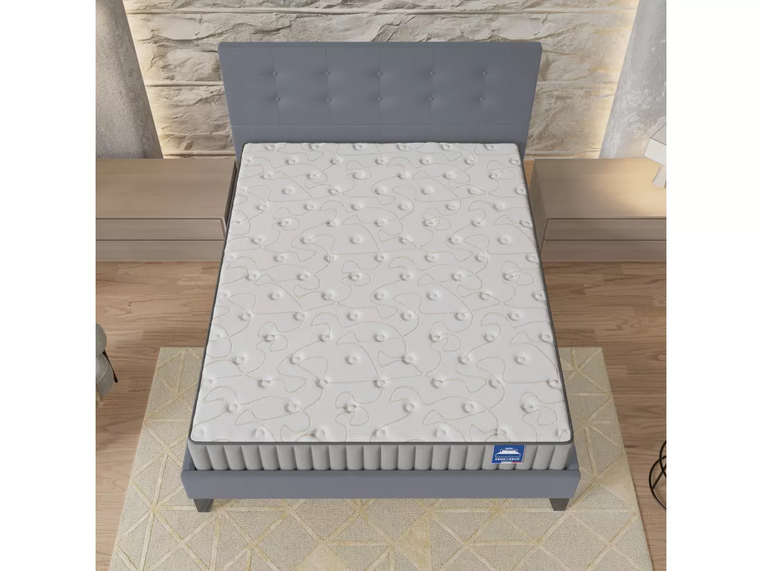 Ensemble Matelas + Lit Avec Tête De Lit 140x190 Cm, Orionis 22cm D’épaisseur À Mémoire De Forme