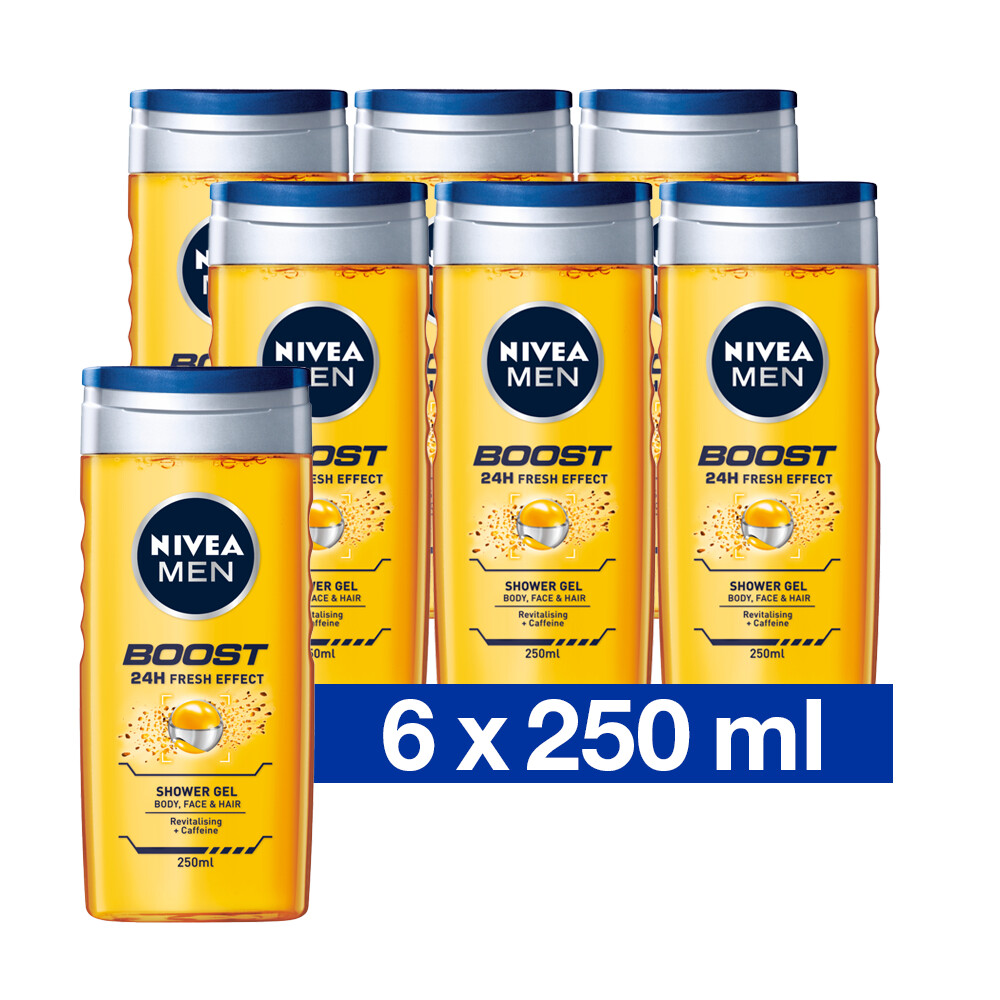 6x Nivea Men Boost Douchegel 250 ml