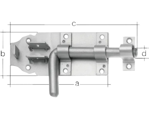 Robuuste grendel met aangehechte lus, 160 x 70 mm, thermisch verzinkt
