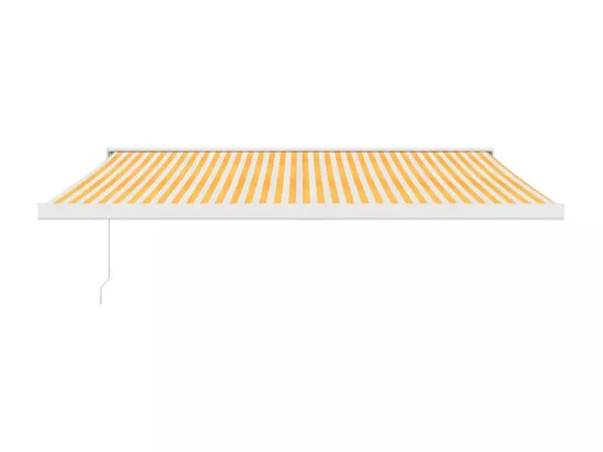 Auvent rétractable jaune et blanc 4x3 m tissu et aluminium