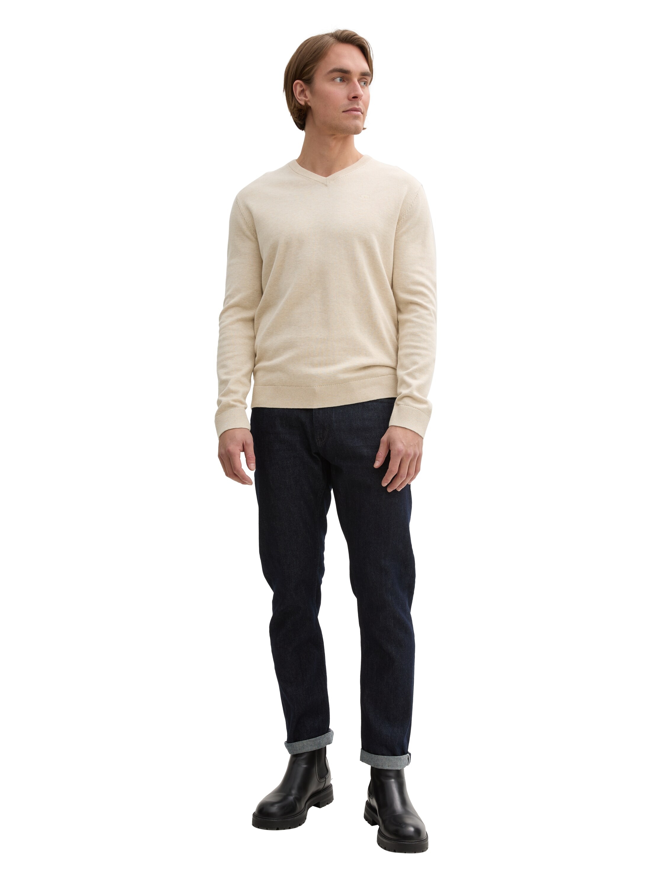 TOM TAILOR V-Ausschnitt-Pullover , mit kleiner Logo-Stickerei