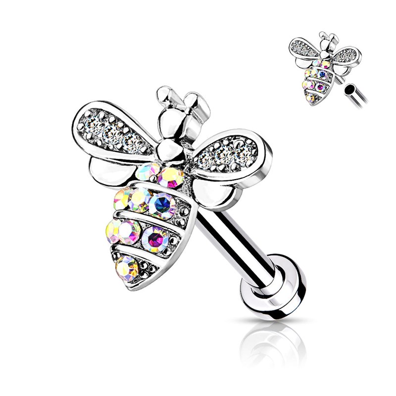 Piercing labret abeille acier