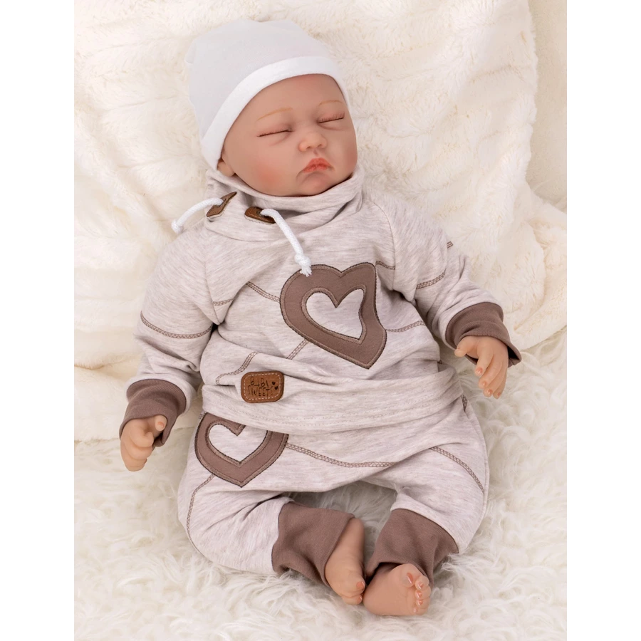 Baby Sweets 2tlg Set Shirt + Hose Patchwork Herzen beige