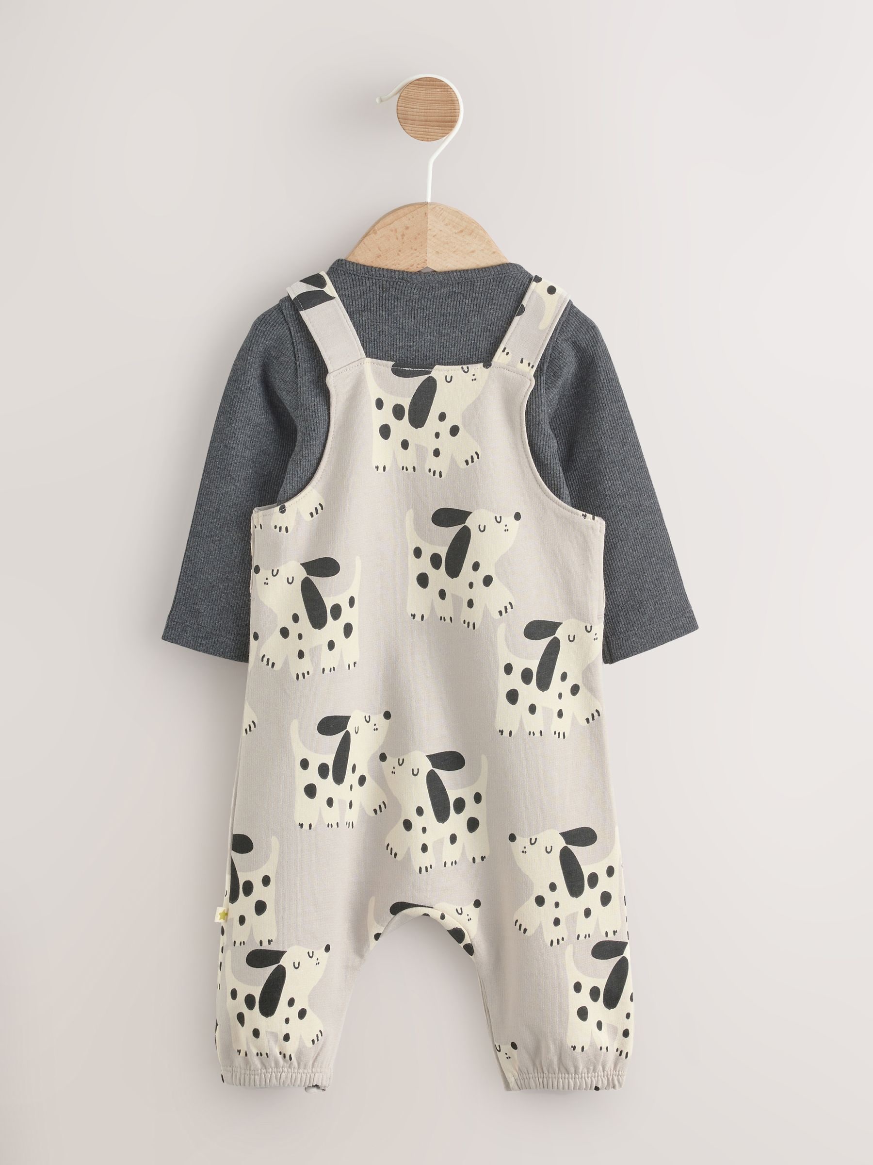 Zwart-wit hond - Jersey tuinbroek en rompertje babyset (0mnd-2jr)